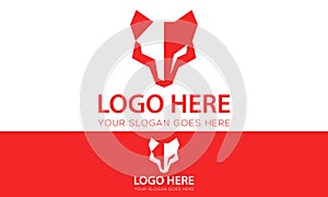 Red Color Angry Wolf Head Logo Design