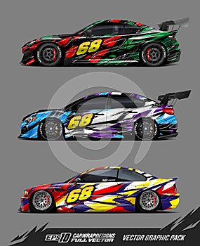 Race car wrap designs illustrations pack photo