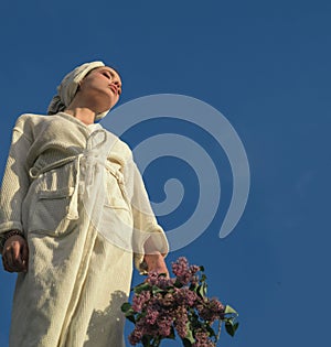 As fresh as a flower. Young woman in bathing gown. Pretty woman wear bath towel on head. Skincare model after spa bath