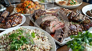 As guests gathered around the table for Eid alAdha they were greeted with platters of succulent roast lamb juicy kabobs photo