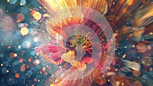 As if in slow motion a breathtaking scene unfolds colorful flowers erupt in a stunning explosion