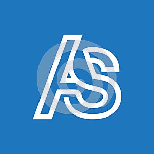 AS initial vector monogram logo, abstract and modern logo design template in blue background