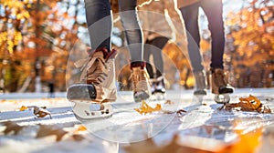 As the leaves change colors in the fall four friends race around the rink their breath visible in the crisp air