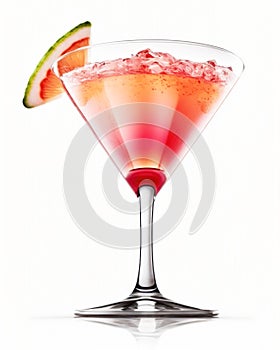 Cosmopolitan Cocktail served in a glass on a white background. Generative AI.