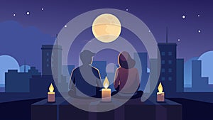 As the moon rises above the city two friends sit on a rooftop their faces lit by candles as they disclose their