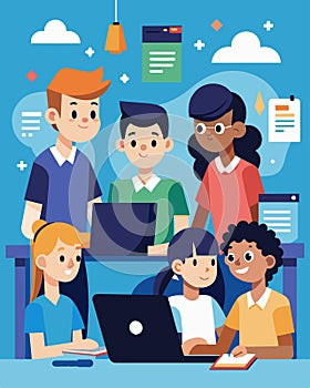 As part of a coding club in their high school a group of teens prepare for their first coding olympiad. They learn from photo