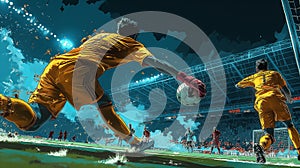 As the player\'s foot connects with the ball in a swift and decisive motion, astonishing speed, AI generated