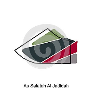 As Salatah Al Jadidah map, flat vector with high details. Qatar administrative map with international border design template