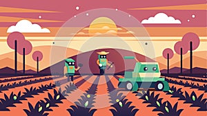 As the sun sets behind them a team of autonomous weeding robots continue their work ensuring the farm is weedfree for