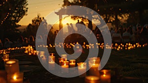 As the sun sets and darkness descends the glowing candles become the main source of light creating a romantic and dreamy photo