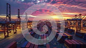As the sun sets on the horizon the container terminal remains a hive of activity thanks to the roundtheclock operations