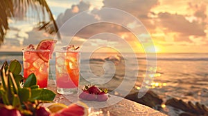 As the sun sets on the horizon sip on your newly created mocktail creations in a laidback beachinspired setting photo