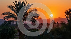 As the sun sets over the desert the only sounds heard are the gentle rustling of palm leaves and the soothing chirping