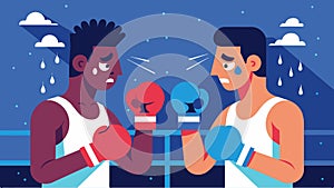 As sweat drips down their faces the boxers focus intently on their AI opponents anticipating their next move.. Vector photo