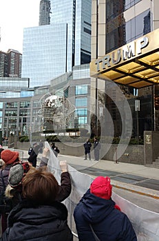 Trump International Hotel & Tower, Women`s March, Central Park West, NYC, NY, USA