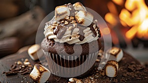 As you bite into this smores cupcake youre transported to a cozy cabin in the mountains roasting marshmallows over a photo