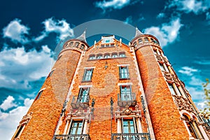 ÃÂ¡asa Serra Building with spires in centre of  Barcelona, Catalunia, Spain photo