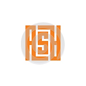 ASA Word. Modern Calligraphic Style. Letter Logo Design Template Elements. Orange Color Square Icon photo
