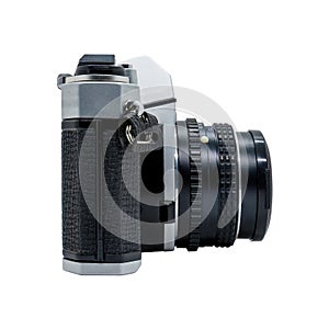 Asahi Pentax K-1000 film camera, side view. Isolated on white background with clipping path