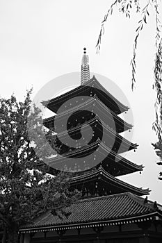 Asakusa shrine in Tokyo with five-story pagoda
