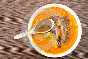 Asam laksa, popular Penang noodle with prawn paste