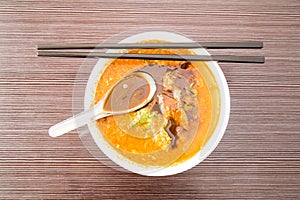 Asam laksa, popular Penang noodle with prawn paste