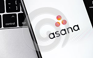 Asana logo mobile app on the screen