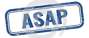 ASAP text on blue grungy vintage stamp