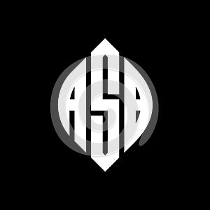 ASB circle letter logo design with circle and ellipse shape. ASB ellipse letters with typographic style. The three initials form a