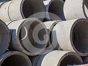 Asbestos cement pipes used for drainage construction. Texture for background.