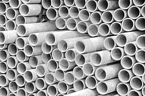 Asbestos cement pipes used for drainage construction. Texture for background.