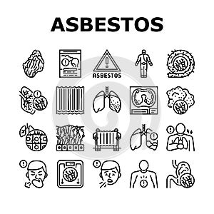 Asbestos Material And Problem Icons Set Vector