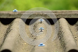 Asbestos panels on the roof