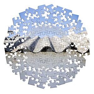 Asbestos removal - concept image in circular jigsaw puzzle shape photo