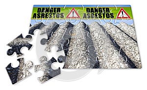 Asbestos removal  - concept image in jigsaw puzzle shape