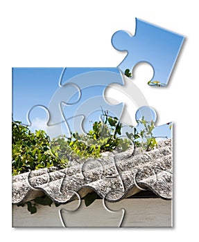 Asbestos removal  - concept image in jigsaw puzzle shape photo