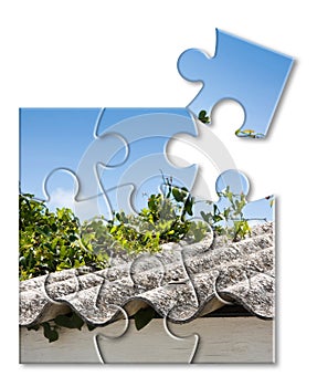 Asbestos removal  - concept image in jigsaw puzzle shape