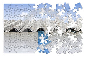 Asbestos removal concept image - Image in puzzle shape