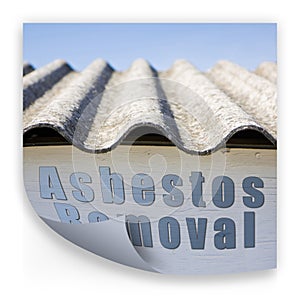 Asbestos removal concept image in square composition