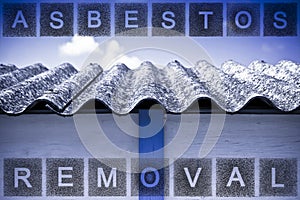 Asbestos removal concept image with text