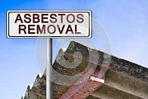 Asbestos removal concept with text written on a placard
