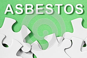 Asbestos text - Problems, strategy and solution concept in jigsaw puzzle shape