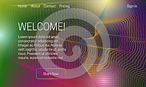 Asbtract colorful background design. Landing page template with dynamic dots and lines dispersion photo