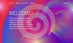 Asbtract futuristic background design. Landing page template with iridescent dots and lines array photo