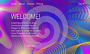 Asbtract vibrant background design. Landing page template with colorful divergent chains of dots photo