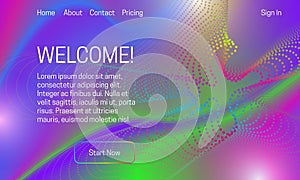 Asbtract vibrant background design. Landing page template with colorful dots dispersion photo