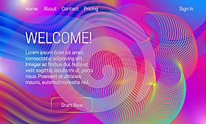 Asbtract vibrant background design. Landing page template with ethereal shape and multicolor guilloche element photo