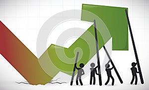 Ascend Arrow Depicting Collaborative Effort for Economic Recovery, Vector Illustration