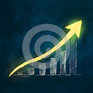 Ascendancy illustrated arrow signifies growth, concept rendered vividly photo
