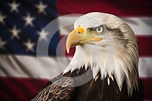 Ascended Patriotism: A Stunning Closeup of the Bald Eagle in Red photo